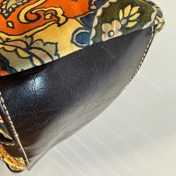 Franco Sarto Hobo Leather Fabric Floral Flower Double Straps Shoulder Bag Purse - Picture 10 of 10